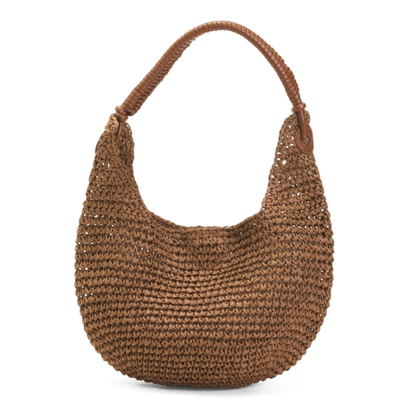 Haute Hippie Handbags - Haute Hippie Crochet Straw Shoulder Handbag